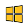 Four squares on a slight diagonal, similar to the Microsoft logo but all yellow